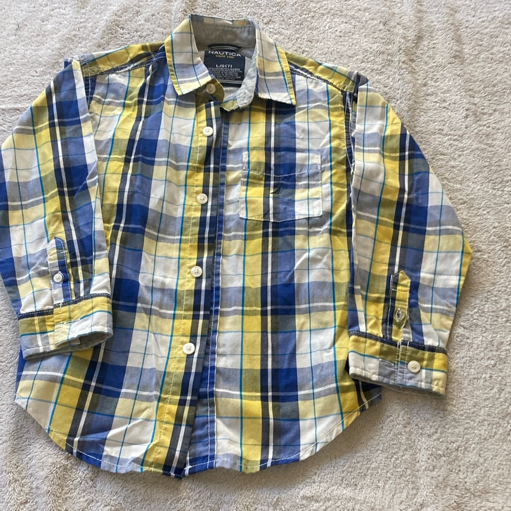 Plaid Kids Shirt in Blue and Yellow